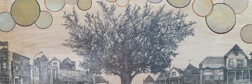 East / 12" x 36" / Mixed Media on Wood Panel / SOLD Regina Timeraiser 2014
