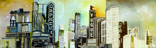 Granville / 11.5" x 36.5" / Sewn & Mixed Media on Canvas / SOLD
