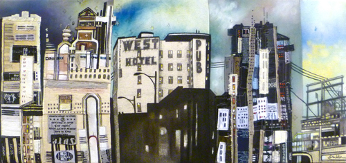 West Hotel / 12.5" x 26.5" / Sewn & Mixed Media on Canvas / Available $1,300- SOLD