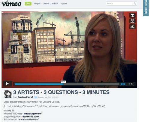 3 Artists 3 Questions 3 Minutes Interview
