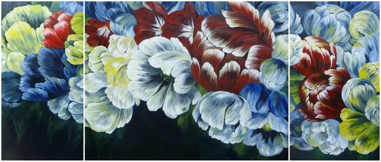 Blushing in The Dark 48" x 102" Triptych / Acrylic on Canvas / SOLD