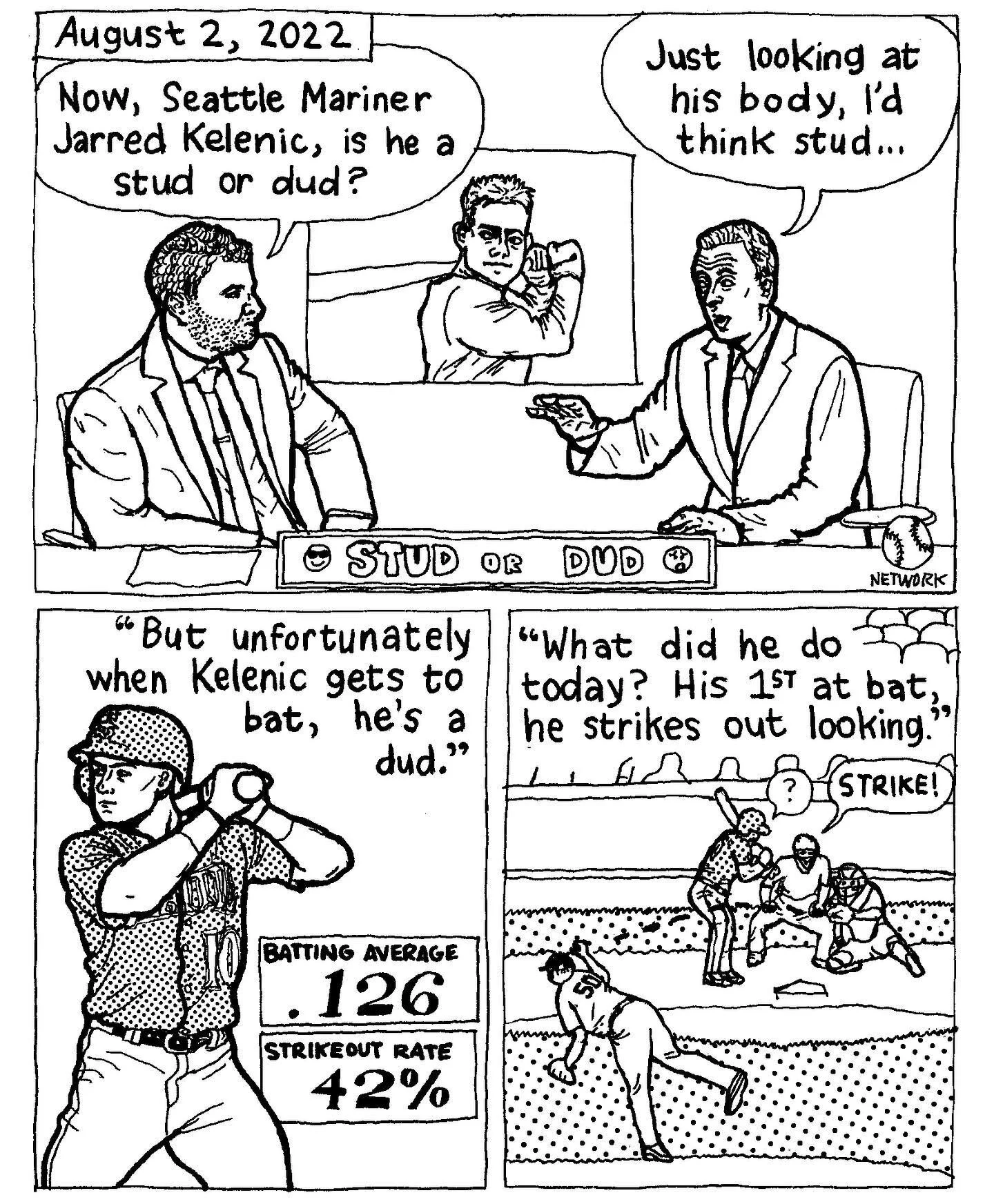 &ldquo;How Jarred Kelenic Got His Groove Back&rdquo; in @bubbles_zine Bubbles #15. ✨⚾️ I was compelled to do an historical fanfic comic about Seattle @Mariners young talent Jarred Kelenic from Waukesha, Wisconsin. 🕊️🧢 #baseball