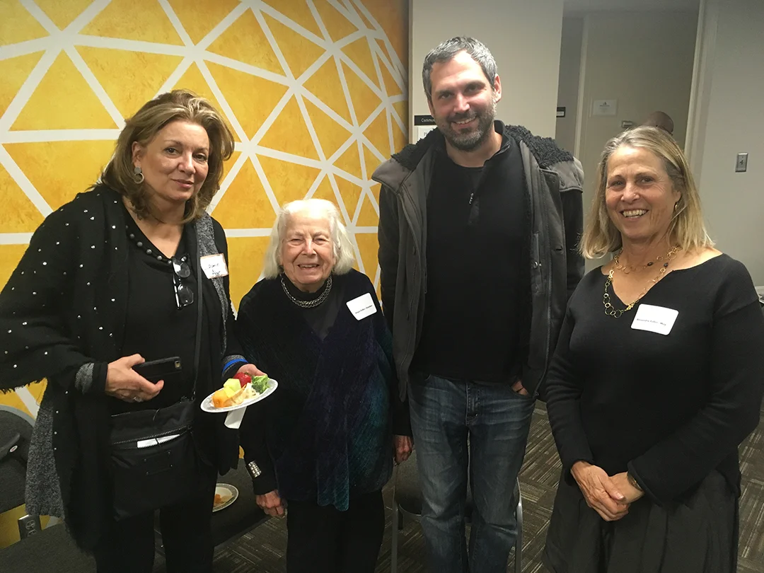 (L-R) Jasmine Aber, CEL Director, Allegra Fuller Snyder, Jason Deem and Bucky’s granddaughter Alexandra May
