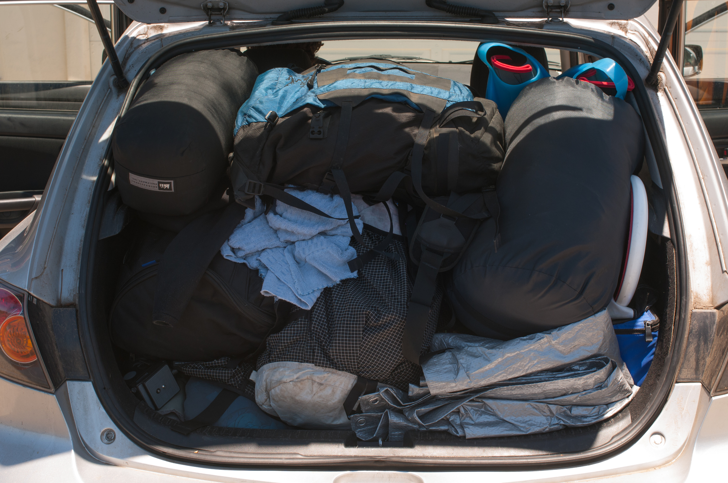 The car packed full.