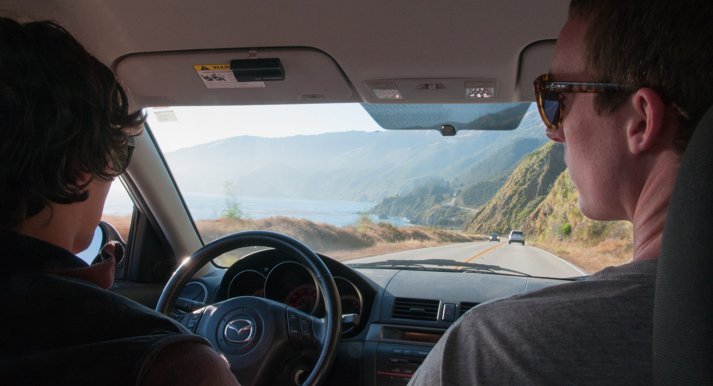 On the road.