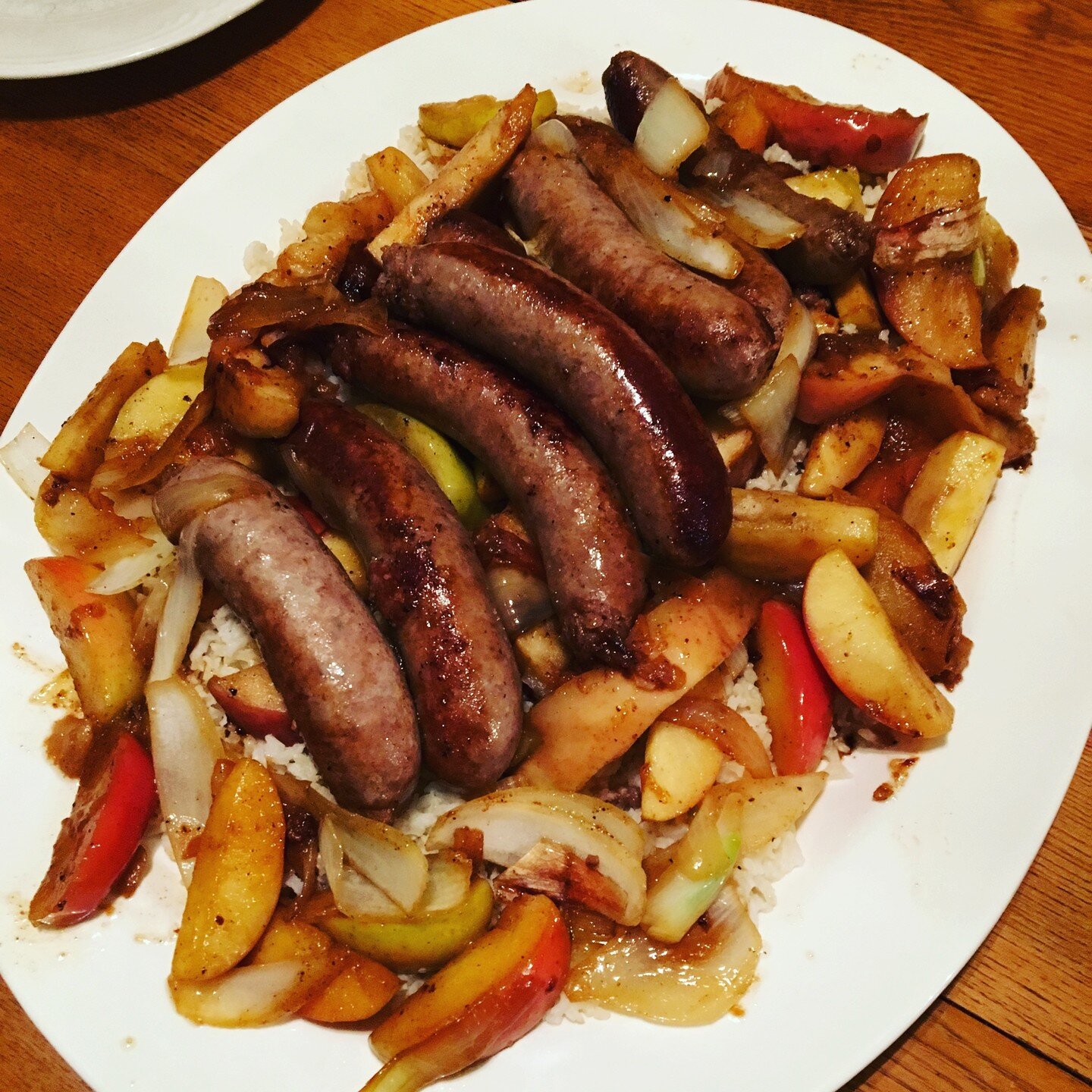 You know those out there who never eat the Turkey for Thanksgiving- Why not try Brats and Apples (on a bed of Tidewater Grain White Rice) as your signature dish this year. 4 ingredients - that is all - and super easy. Brown your Brats in Butter and O