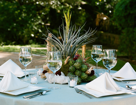green wedding | artichoke centerpiece photo: La Dolce Vita Photography