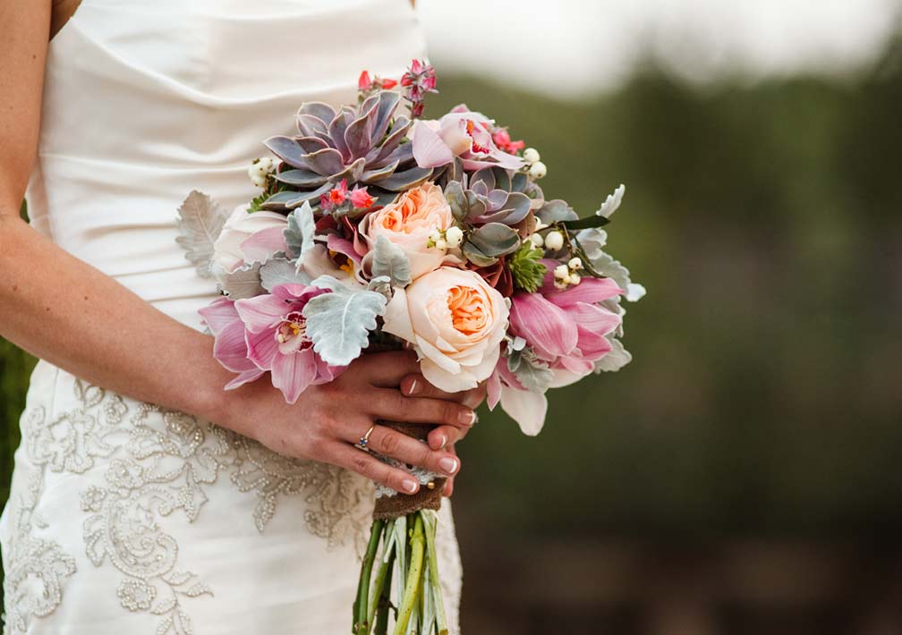 succulent, rose, orchid bouquet photo: Jake Holt Photography