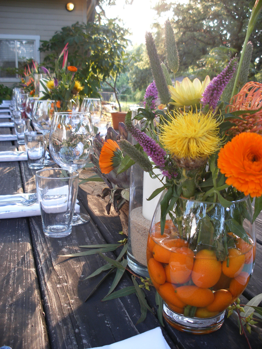 chic rustic dinner party centerpiece