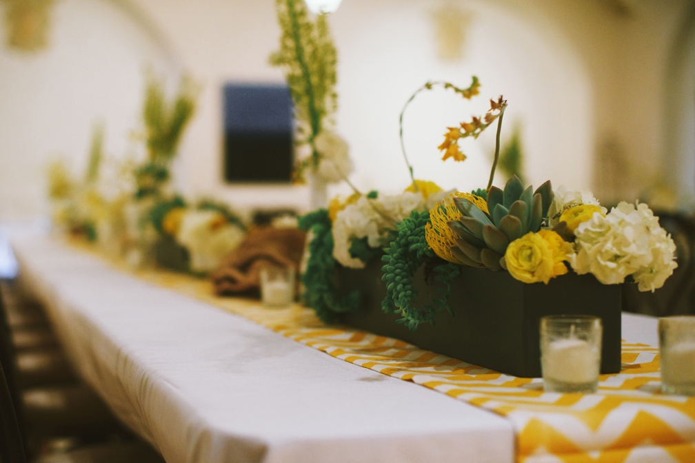 succulent and floral centerpiece runner | destination wedding in Marfa, TX photo: Nathan Russell