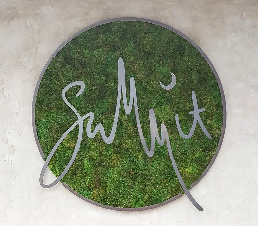 custom steel fabrication and moss wall | Summit Bar | Austin, TX