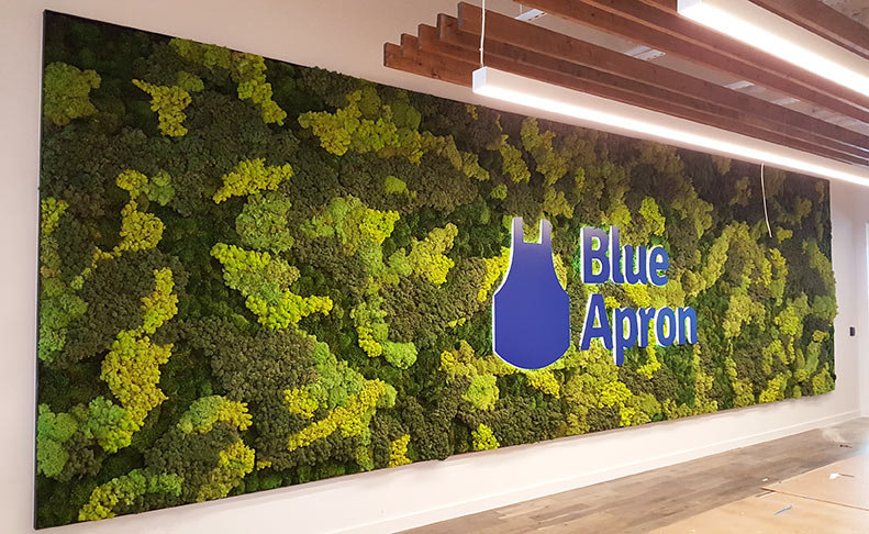 preserved moss wall for Blue Apron Austin offices