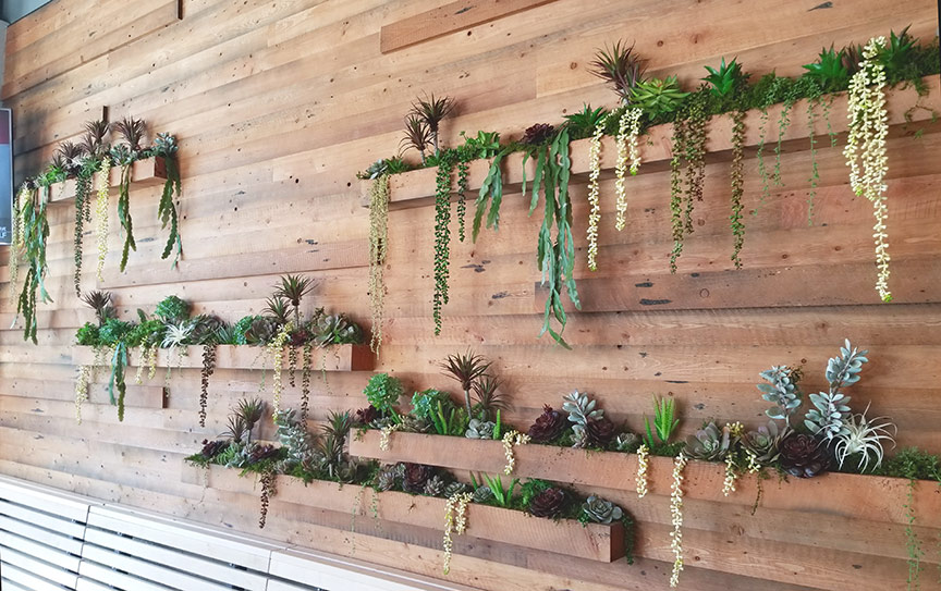 Shake Shack | Burbank, California | faux plants in custom wall planters
