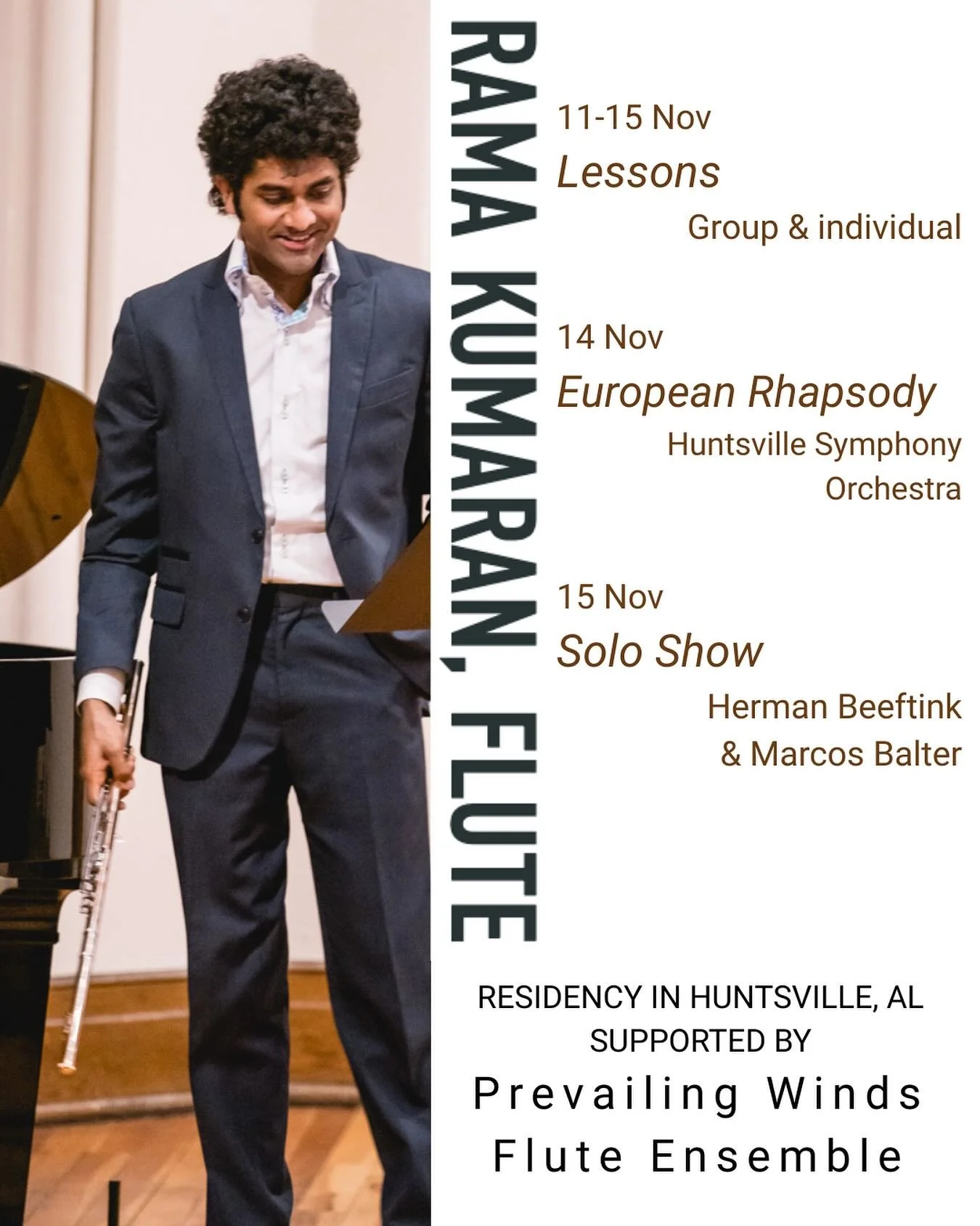 Look out, Huntsville!! Upcoming shows &amp; lessons --check it out at ramaflute.com/teaching

Photo: @jenncurtisphotography