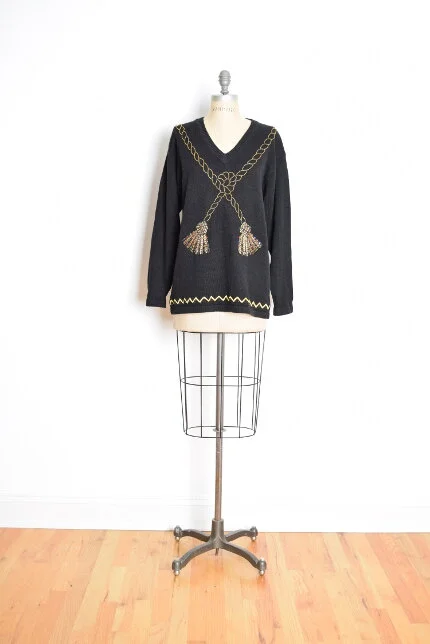 80s Beaded Tassels Sweater from Huncumunca Vintage