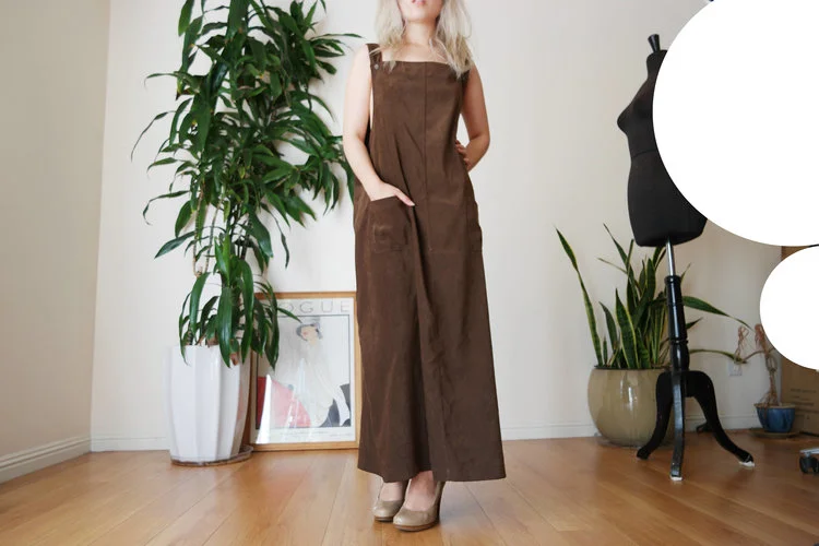 Brown Maxi Overall Dress from Peony Daze