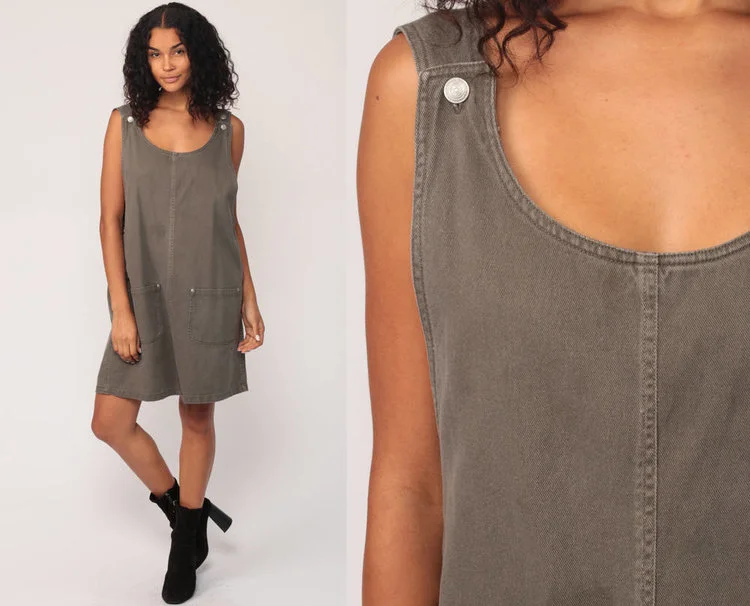 Mini Taupe Overall Dress from Shop Exile