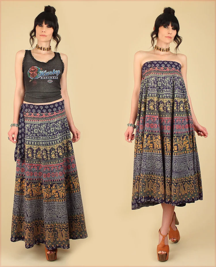 Indian Block Print Skirt from Hellhound Vintage
