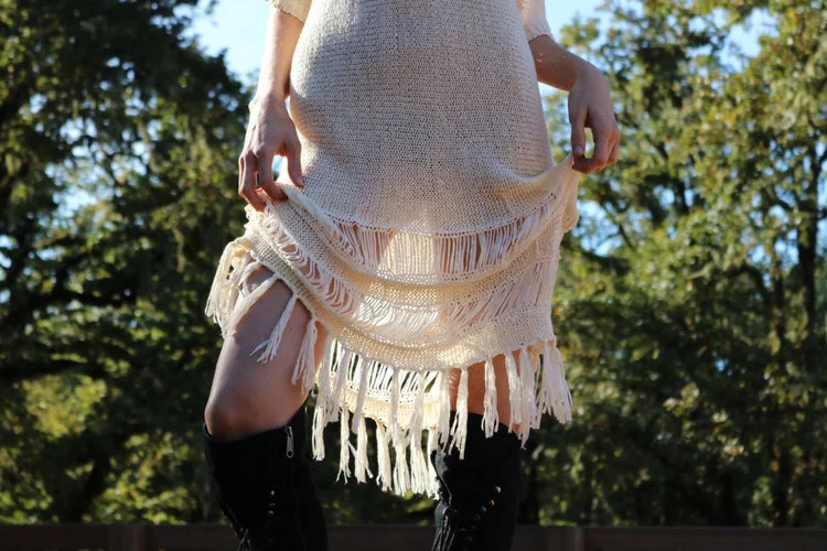 Knit Dress with Fringing from The Miriad