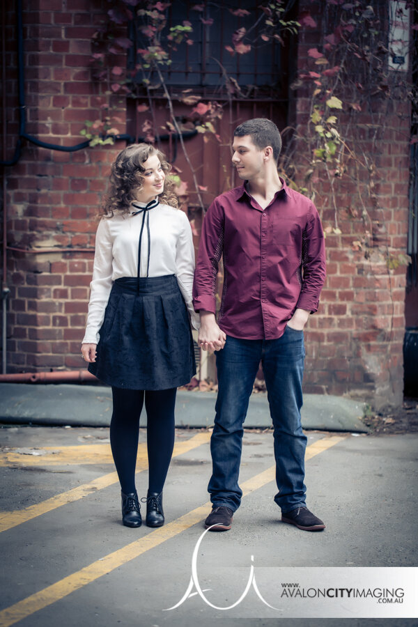 Engagement photography streetscape Adelaide photographer