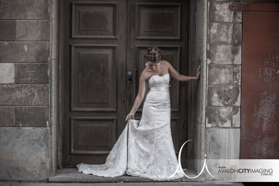 Adelaide wedding photography bride in front of historic building on wedding day