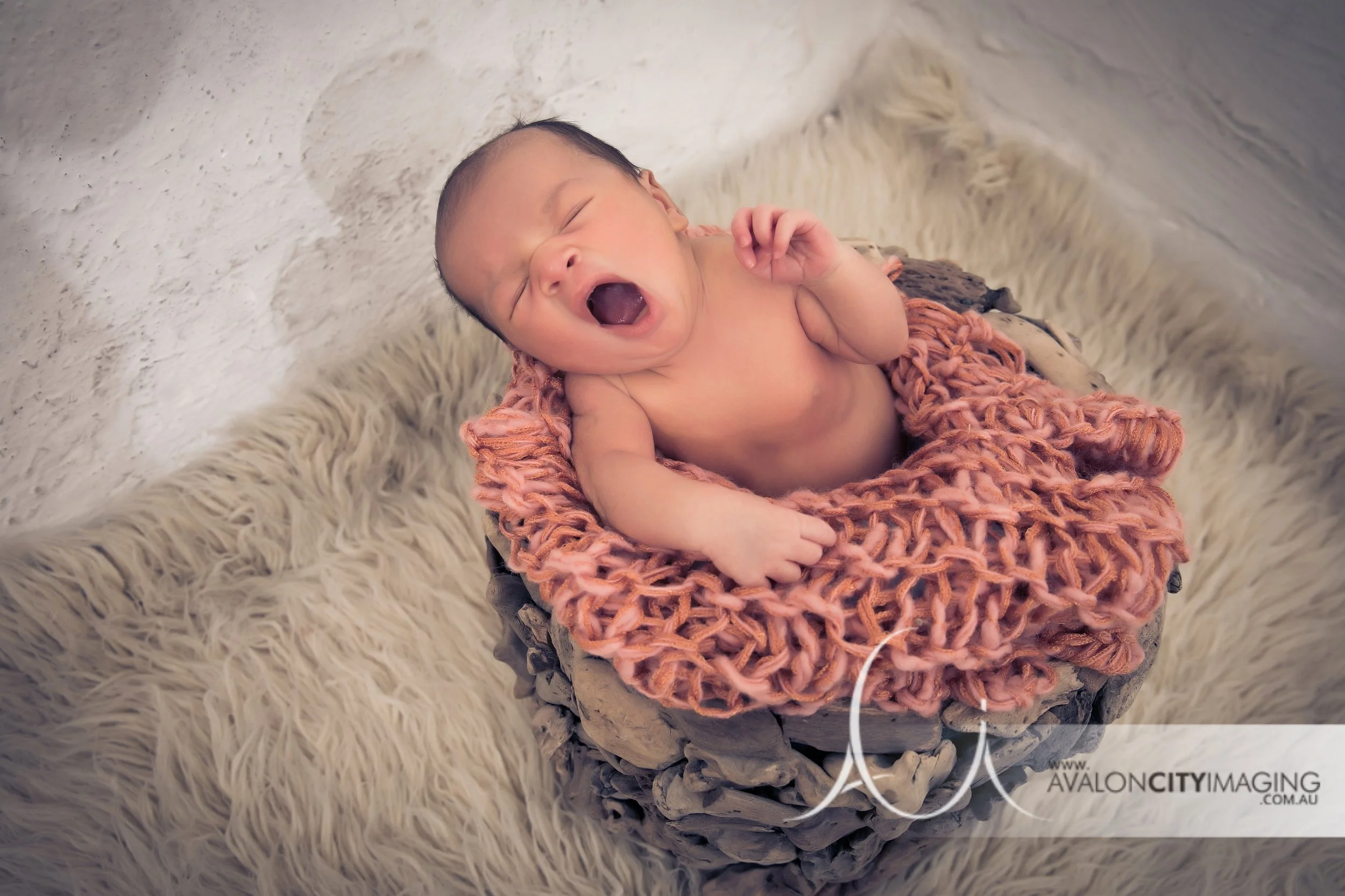 Adelaide Newborn Photography - Newborn baby yawning 