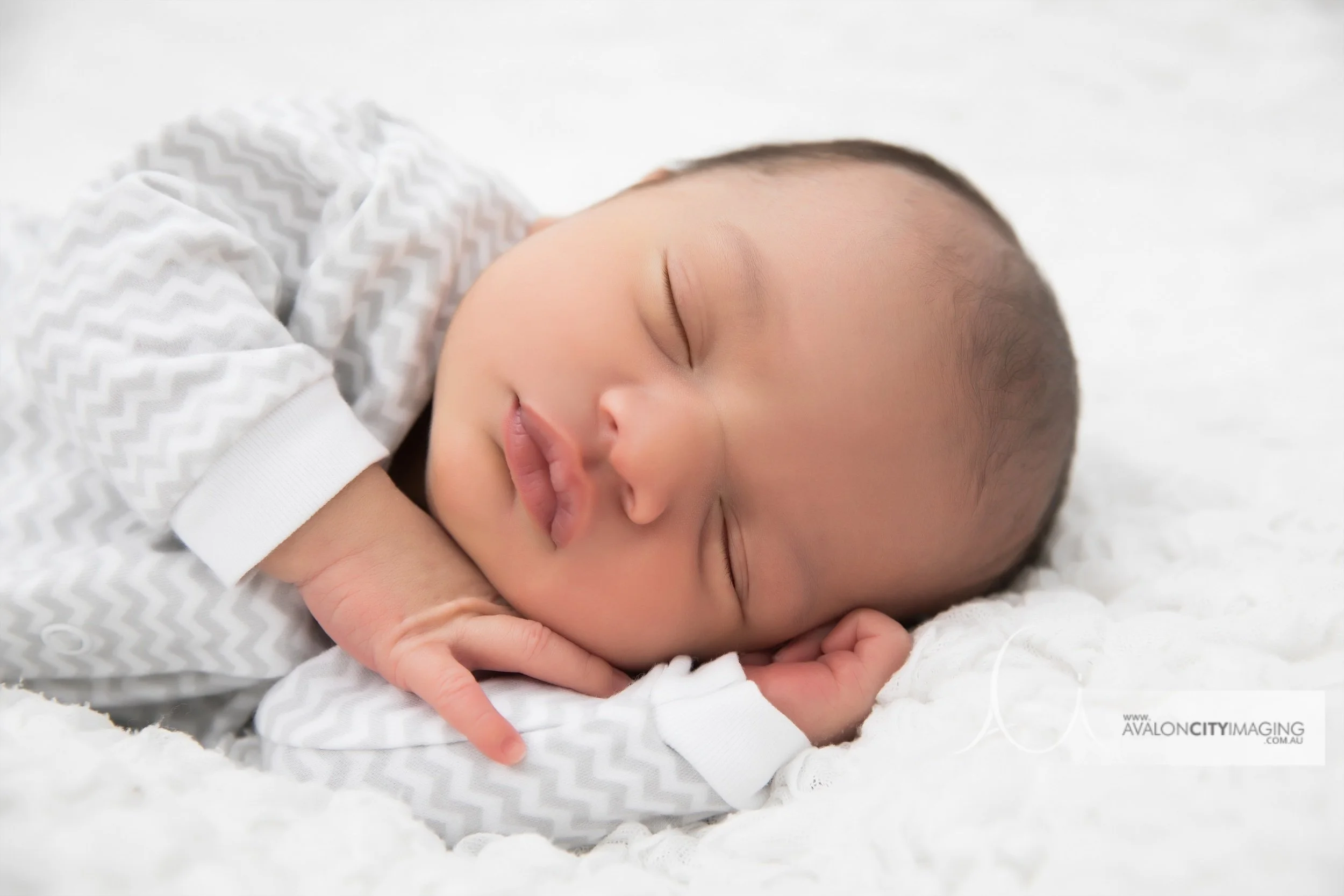 Adelaide Newborn Photography - Sleeping baby with white background
