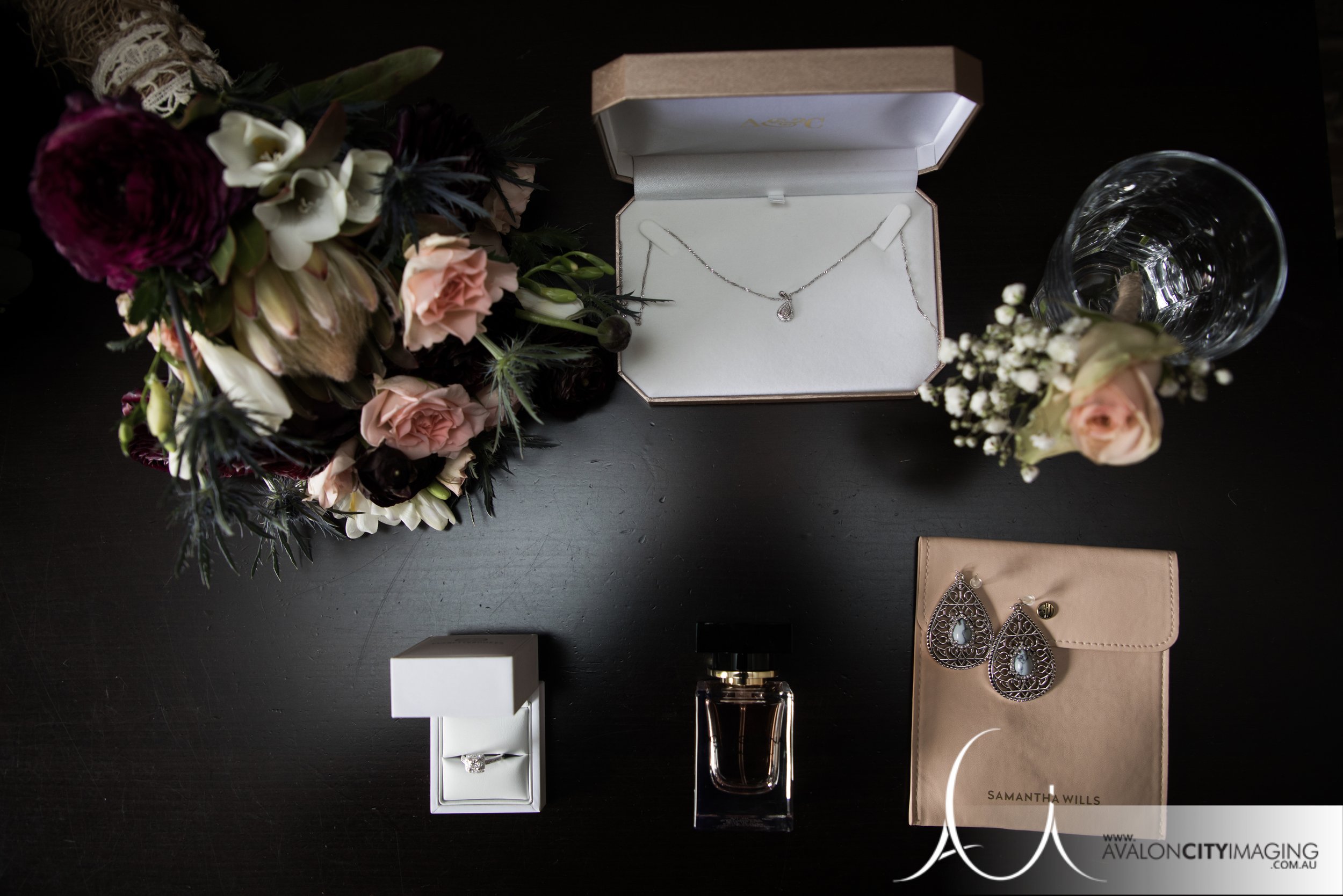 Bride wedding day accessories flat lay 