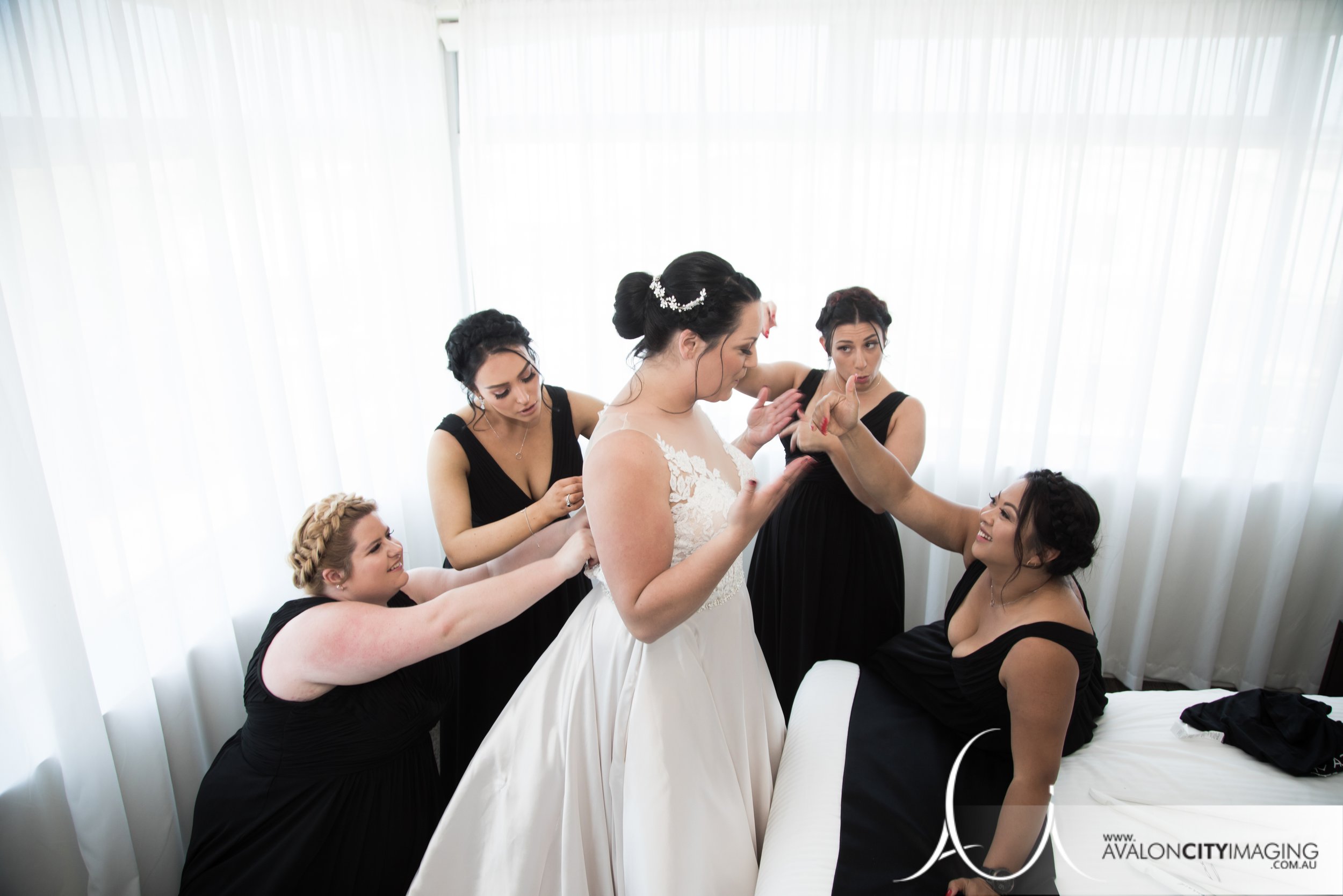 Bride and Bridesmaids getting ready for the Wedding 