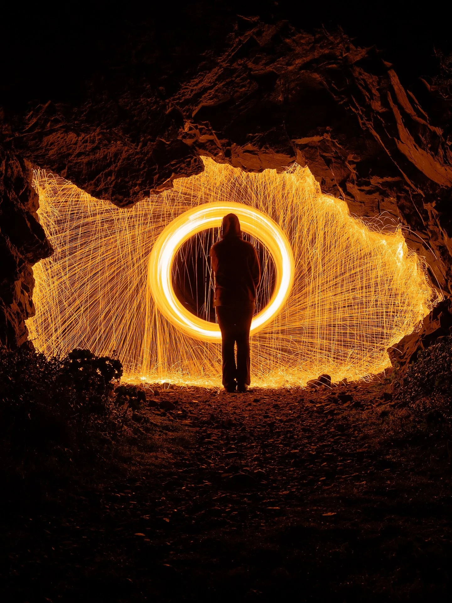 Ignite 🔥 From the creative mind of my wife, @jacintaemily, we created some beautiful photographs!

By lighting steel wool on fire and spinning it fast, the sparks danced between the rocks and the movement was captured during a long exposure.

I&rsqu