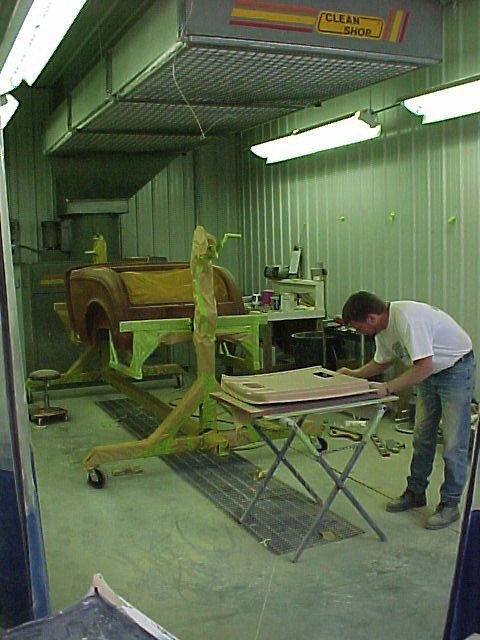 Warren Lewis working on the doors