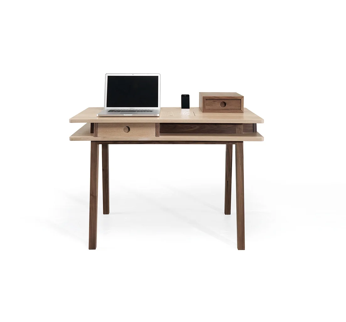 LEI for WEWOOD Lei is a multifunctional and ambiguous table which works as a multifunctional desk for him or as a dressing table for her, or the other way around. The playful storage provides a mirror and multiple compartments for the more sensitive possessions that are personal to the user, such as, photos, postcards, makeup and jewels.