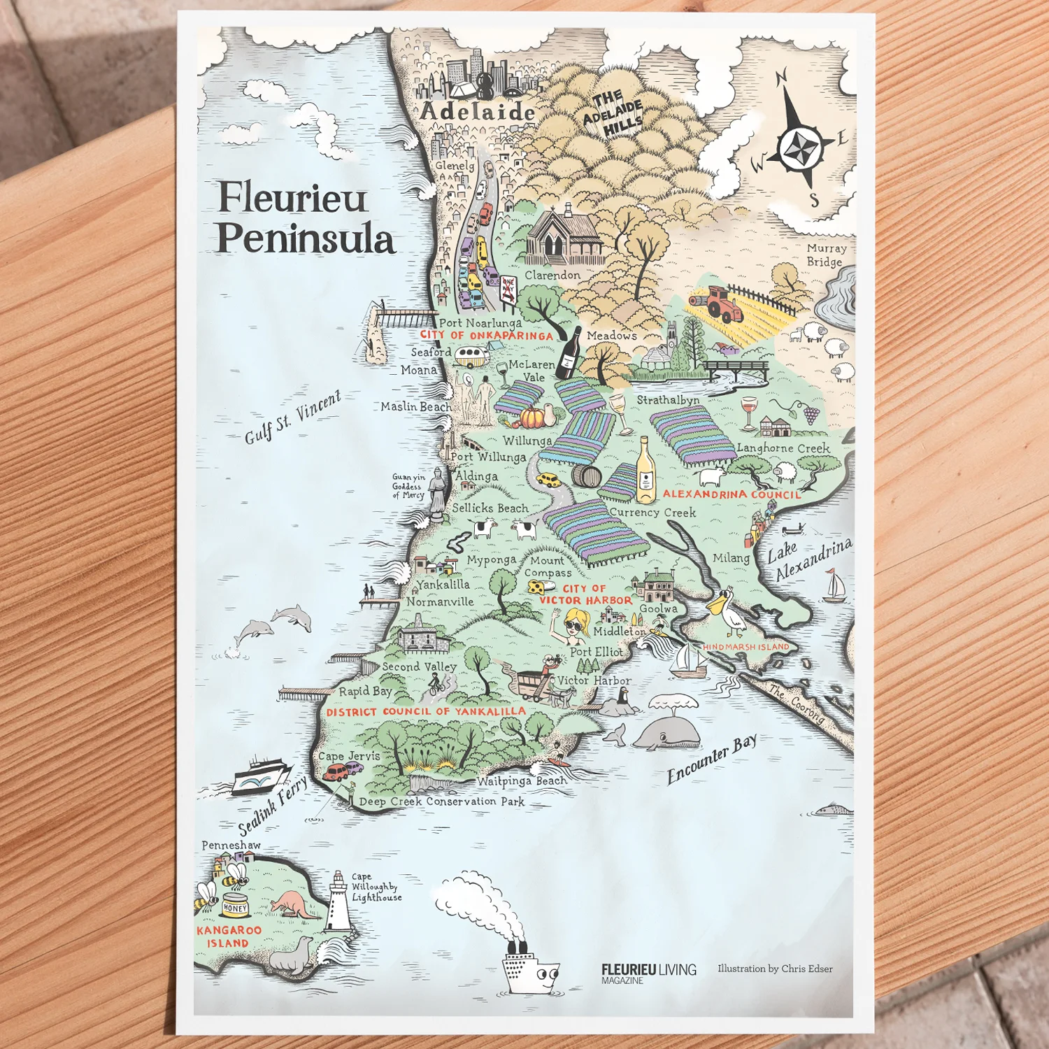 Fleurieu Peninsula Illustrated Map