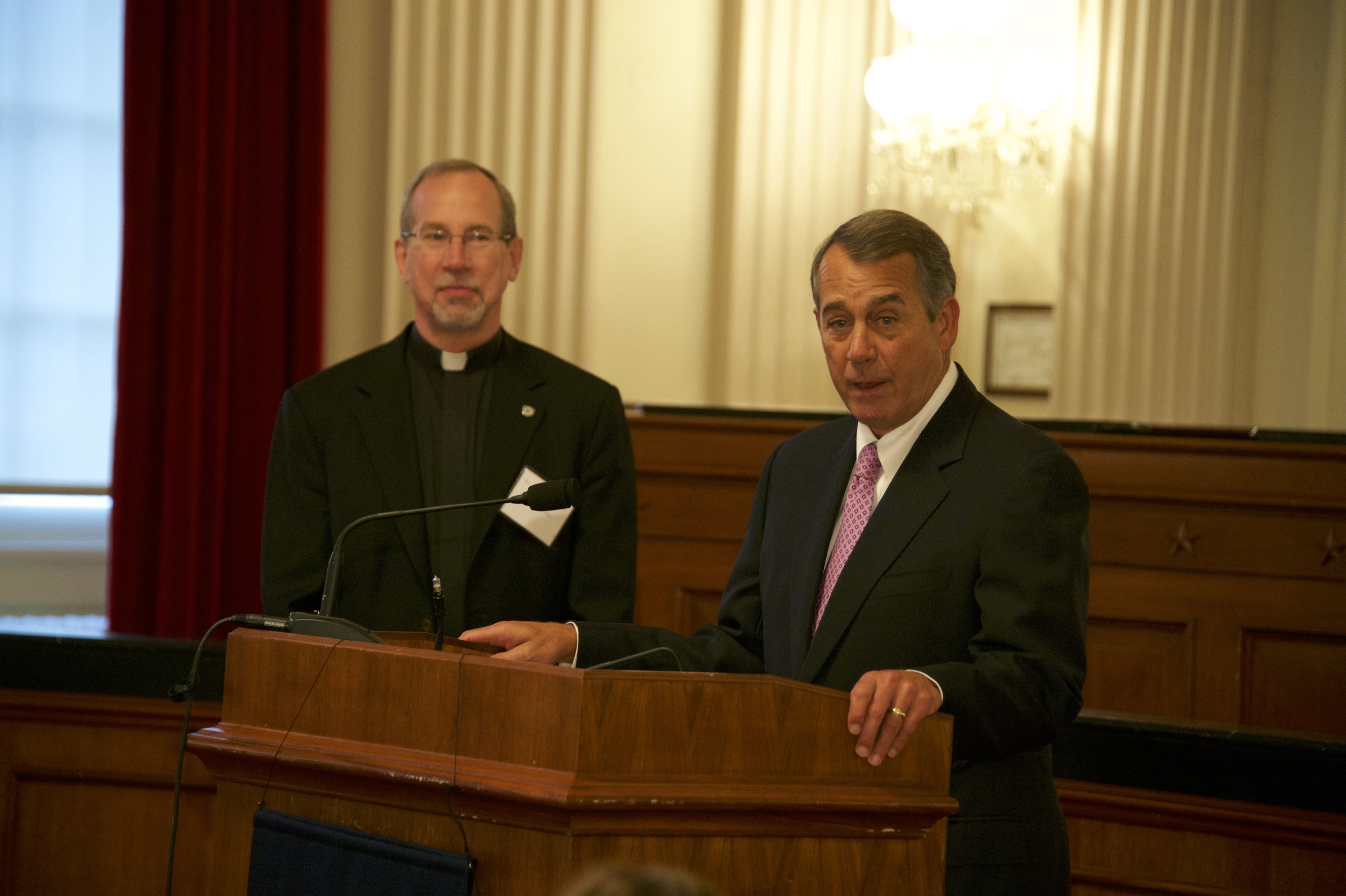 Xavier University President Rev. Michael J. Graham, S.J. with Former Speaker John Boehner on October 28th.