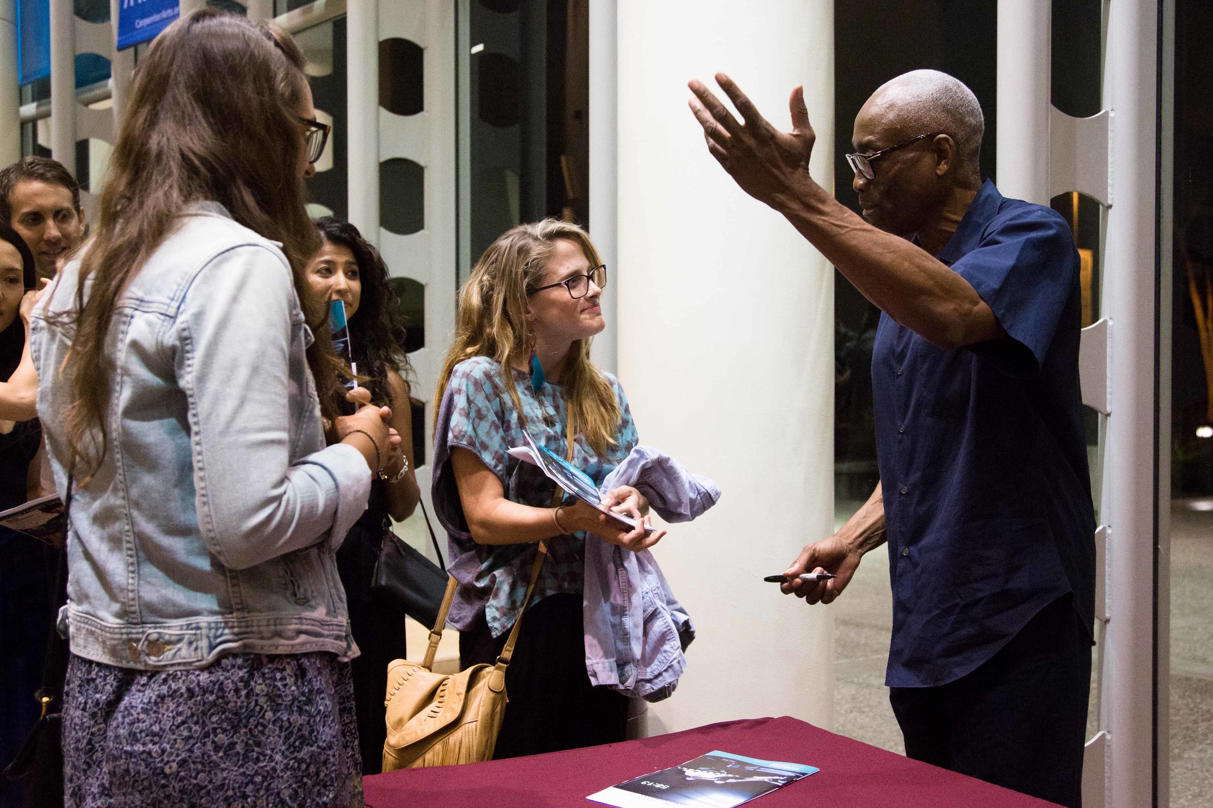 Bill T. Jones talks with LMU students at a recent workshop (Loyola Marymount University)
