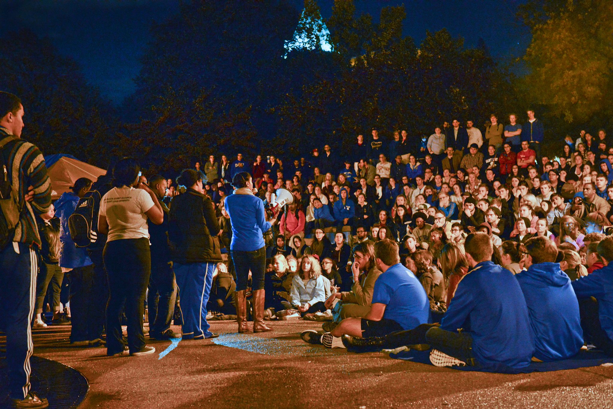 Student protesters at campus teach-in (Photo by Saint Louis University)