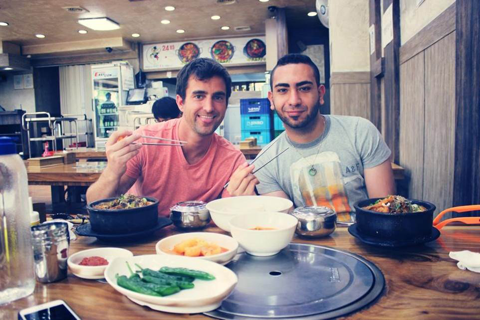Samuel Habib '12 with an exchange student (Photo courtesy of Saint Peter's University)