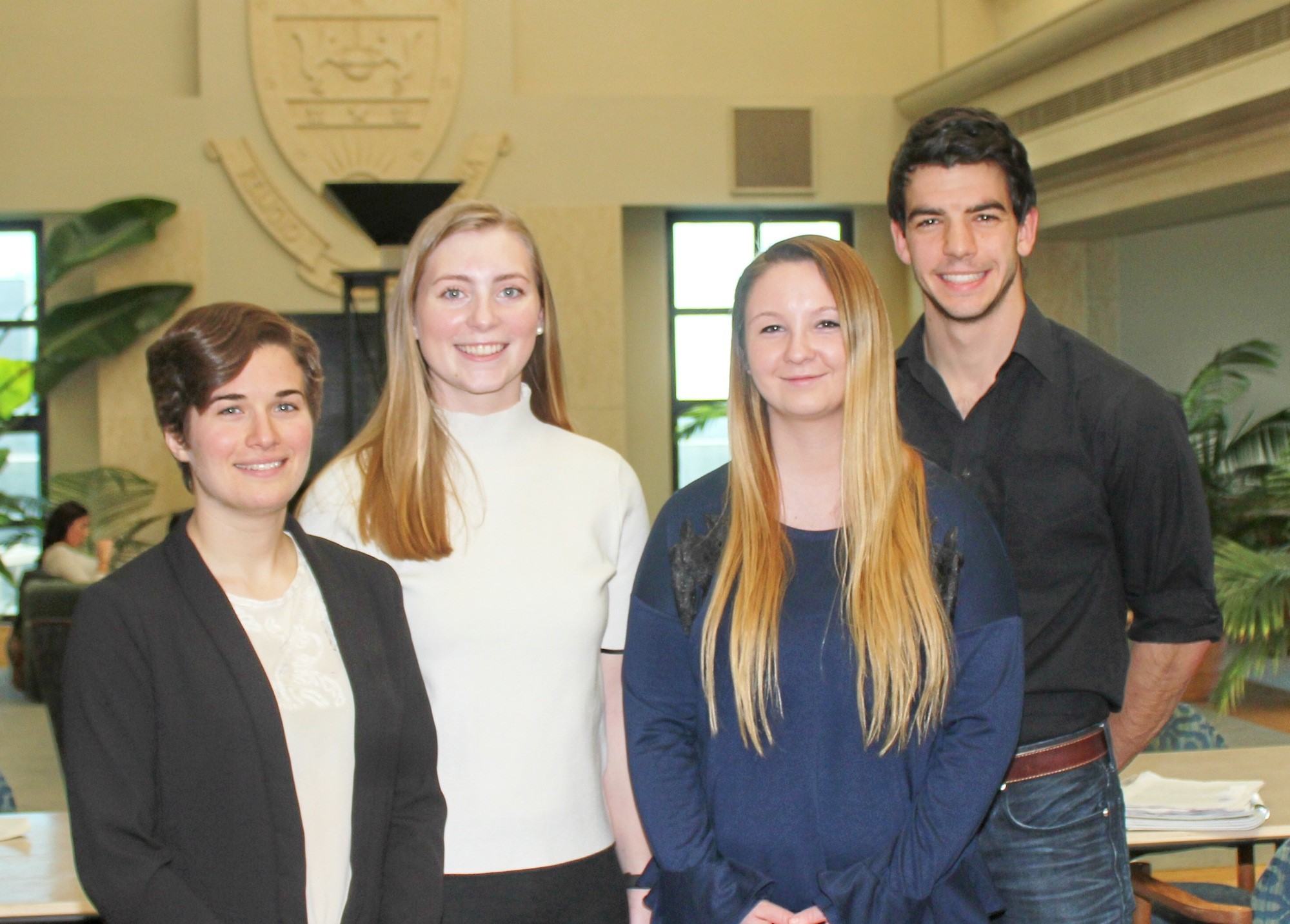 (L-R): University of Scranton students Christa Howarth, Kathleen Reilly, Kaitlyn Jones & Kyle Rodgers (Photo by The University of SCranton)