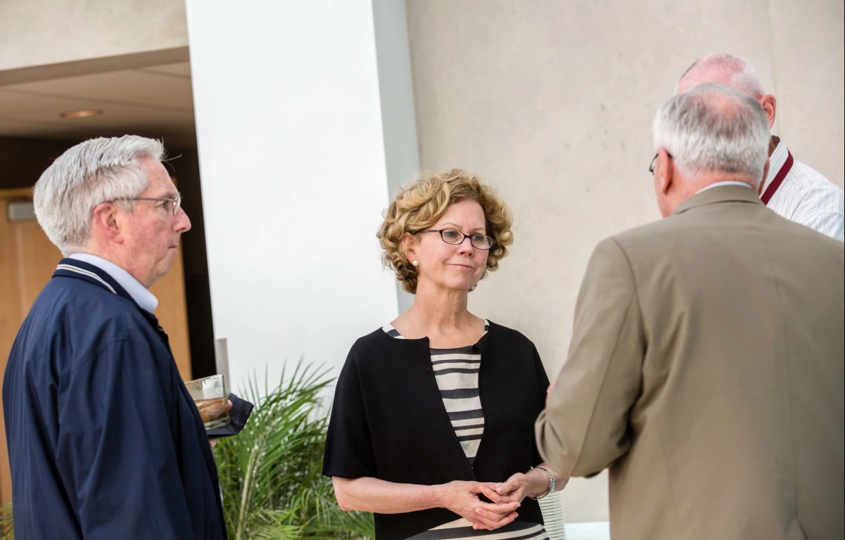 Dr. Jeanne Lord with AJCU President Rev. Michael J. Sheeran, S.J. (left) at Loyola University Chicago during the 2017 Jesuit Leadership Seminar (Photo courtesy of Dr. Jeanne Lord)