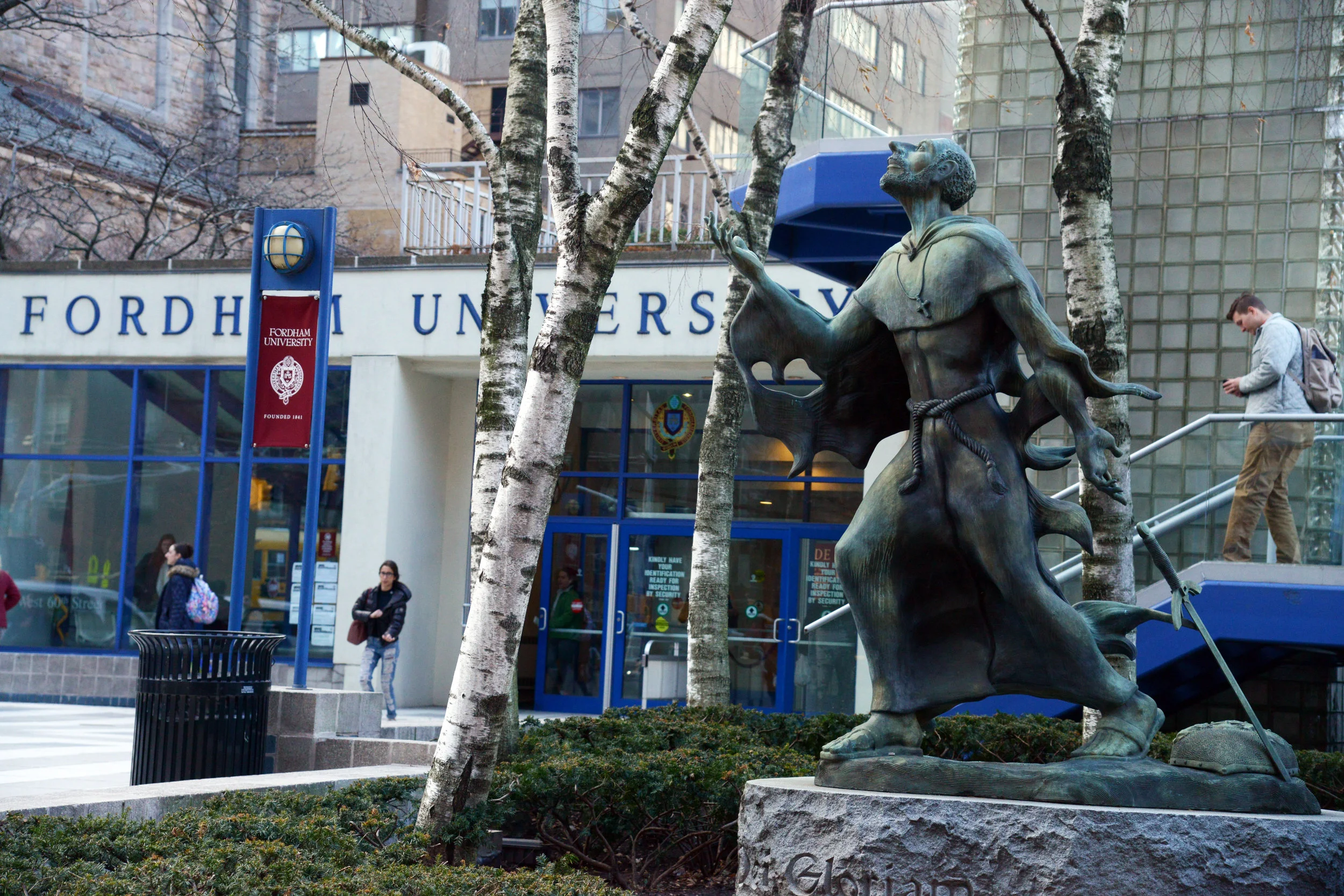 Statue of St. Ignatius Loyola on Fordham's Lincoln Center campus (photo courtesy of Fordham University)