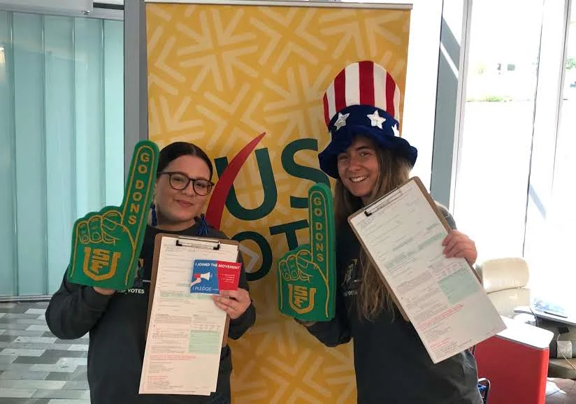 students registering to vote at the University of San Francisco (photo by USF)