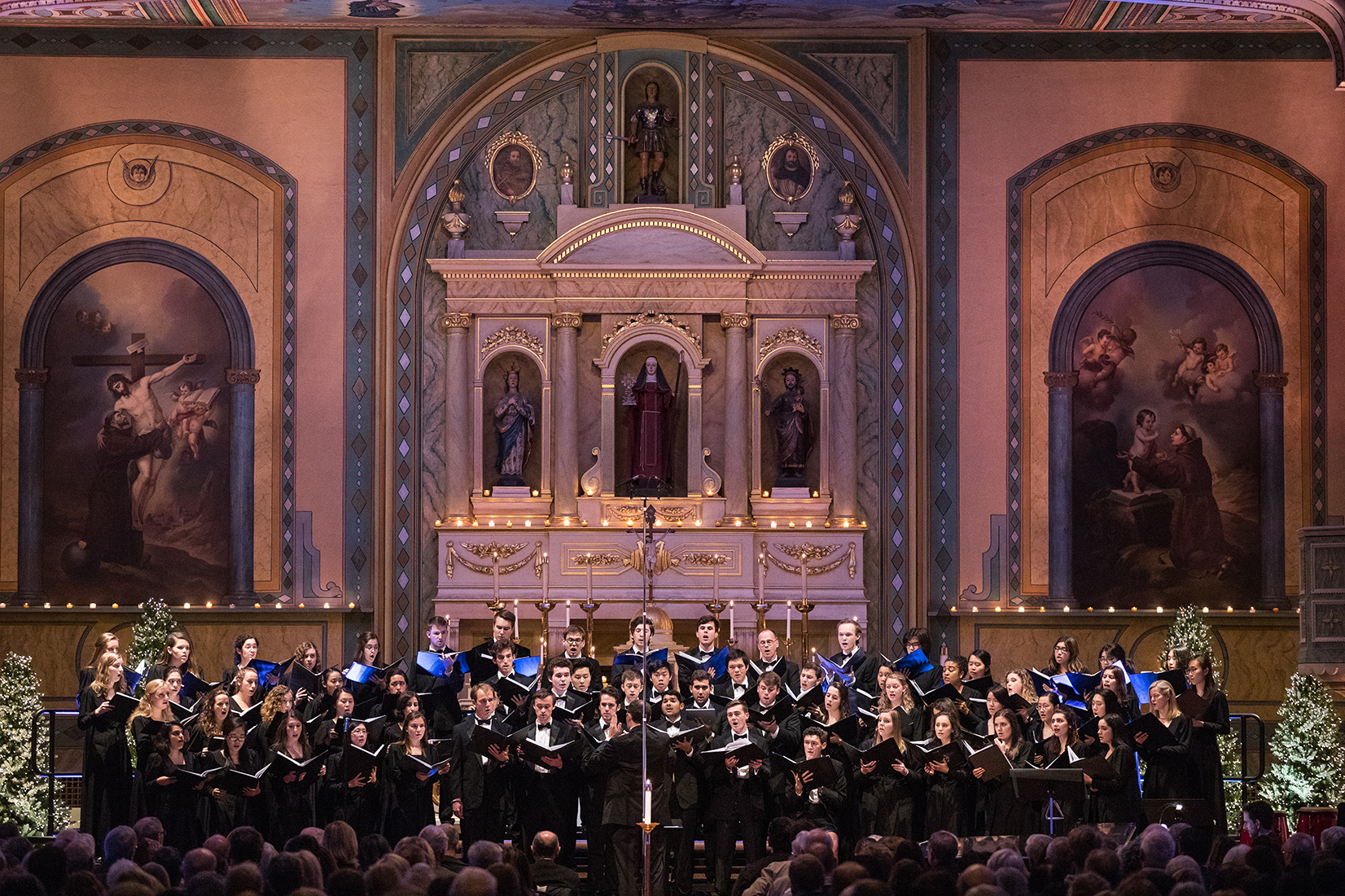 Santa Clara University’s Concert Choir and Chamber Singers performed during the annual Festival of Lights Concert at the Mission Santa Clara on December 1 (photo by Stan Olszewski of SOSKIphoto)