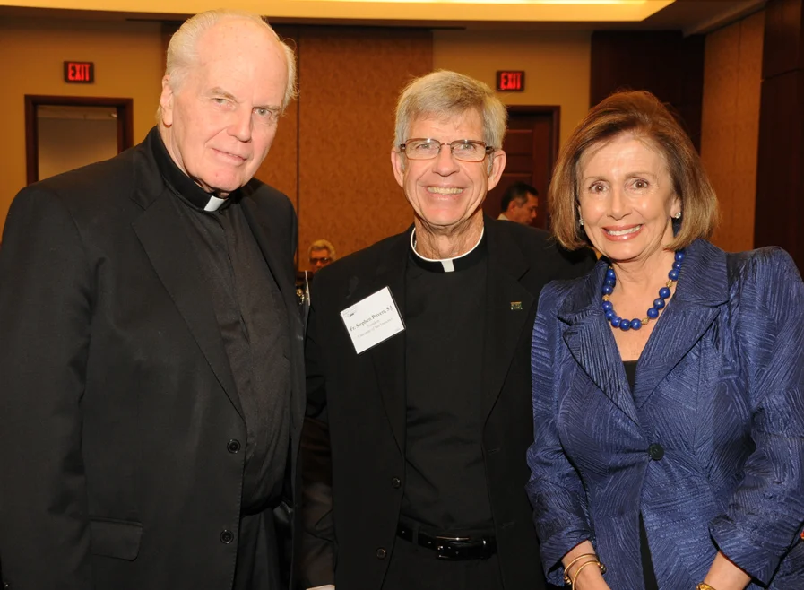 Fr. Currie with Rev. Stephen Privett, S.J. (former president of the University of San Francisco) and Representative Nancy Pelosi (D-CA) in spring 2011
