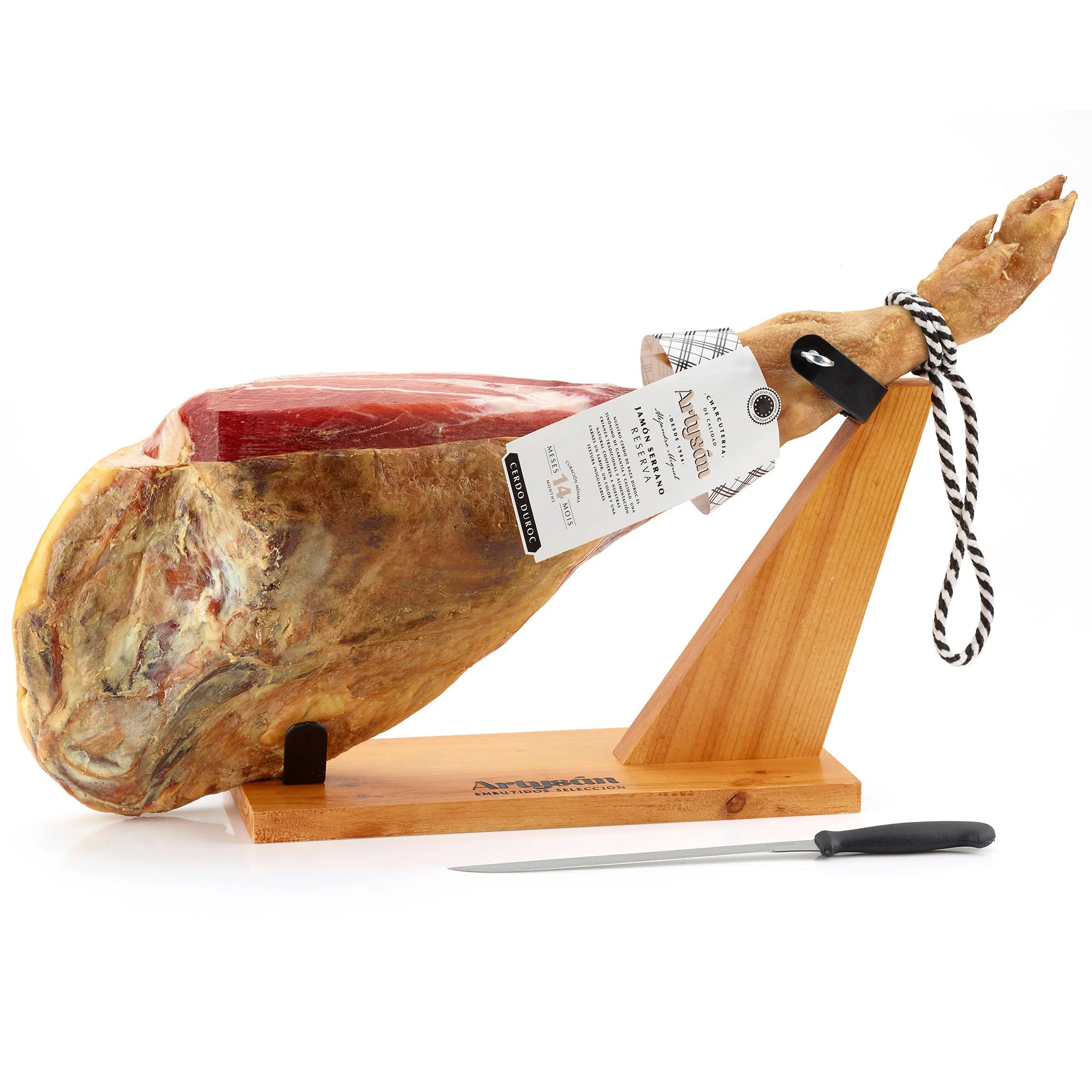 Priekinės kojos Serrano kumpis su stovu ir peiliu, 4.5-5 kg.