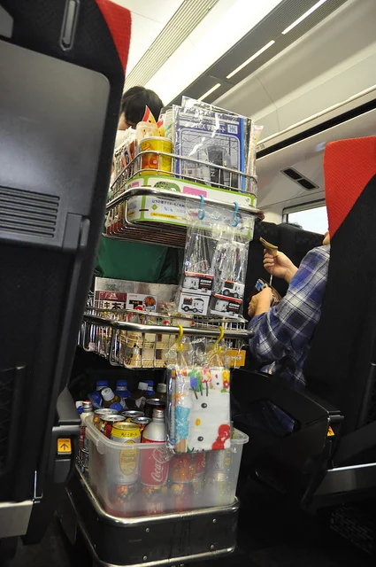 Drinks, snacks and meals such as a bento may also be purchased while passengers travel towards their respective destinations. Photo by: Flickr@Devin Lieberman