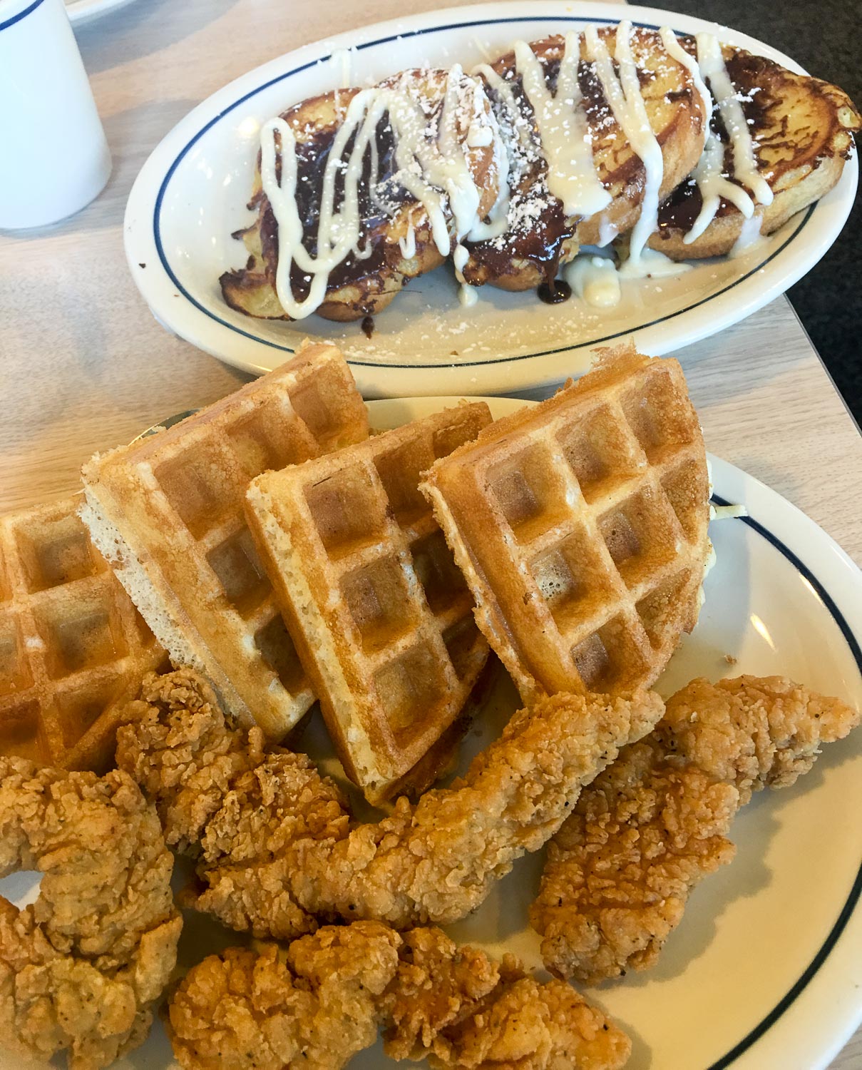 Chicken & Waffles with Cinnamon French Toast, iHOP (A must in my eyes)