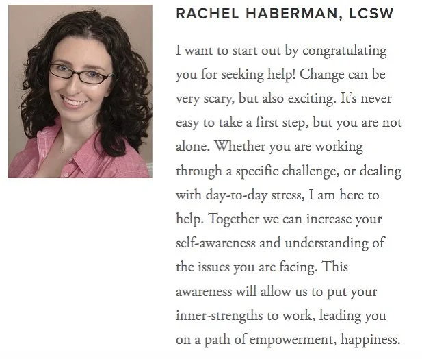 Emily Austein Psychotherapy is so excited to announce our new associate Rachel Haberman, LCSW! Read about Rachel on our website at http://www.emilyausteinpsychotherapy.com/associates/. If you have anyone you think would be a good fit for Rachel pleas