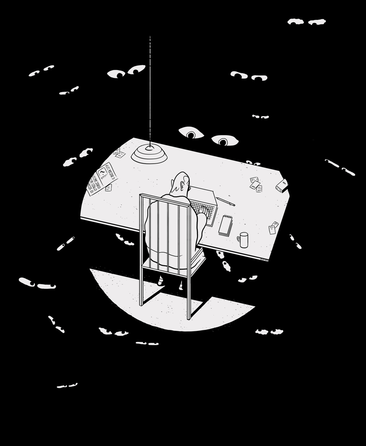 A close up of the illustration for the opening essay spread.