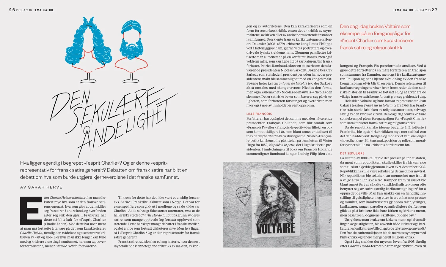 Vignett illustration for article about satire culture in France.