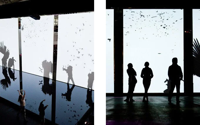 Chris Milk's " << The Treachery Of Sanctuary >> was and still is a huge inspiration, for us. The Team’s creative usage of technology and their focus on “making it big” as well as “making it pretty” is something we love. Image by Bryan Derballa (Left) and Jason Henry (Right @ www.Vice.com